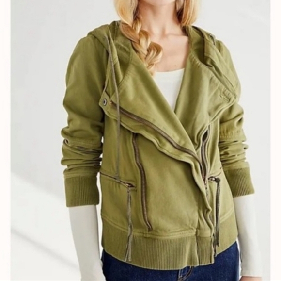 Free People Moto Stretch Olive jacket. Medium - Picture 3 of 7